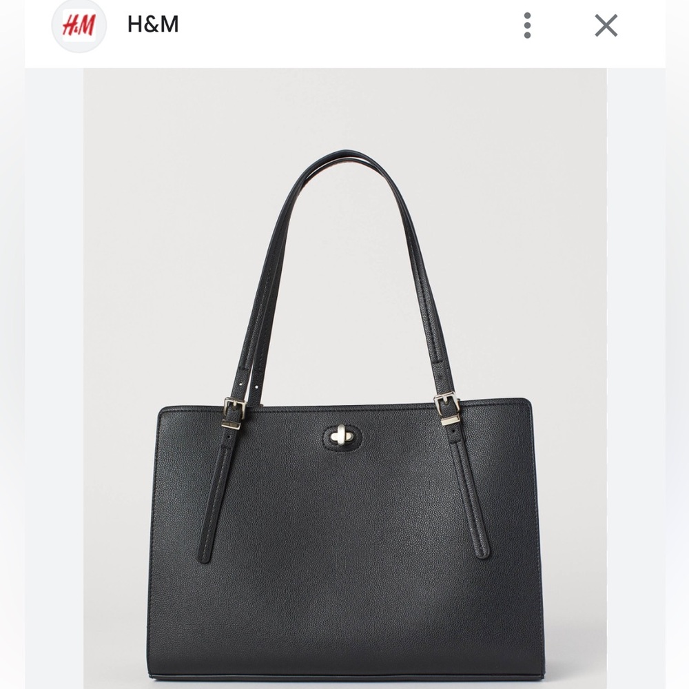 NWT H&M Black Faux Leather Tote Bag
